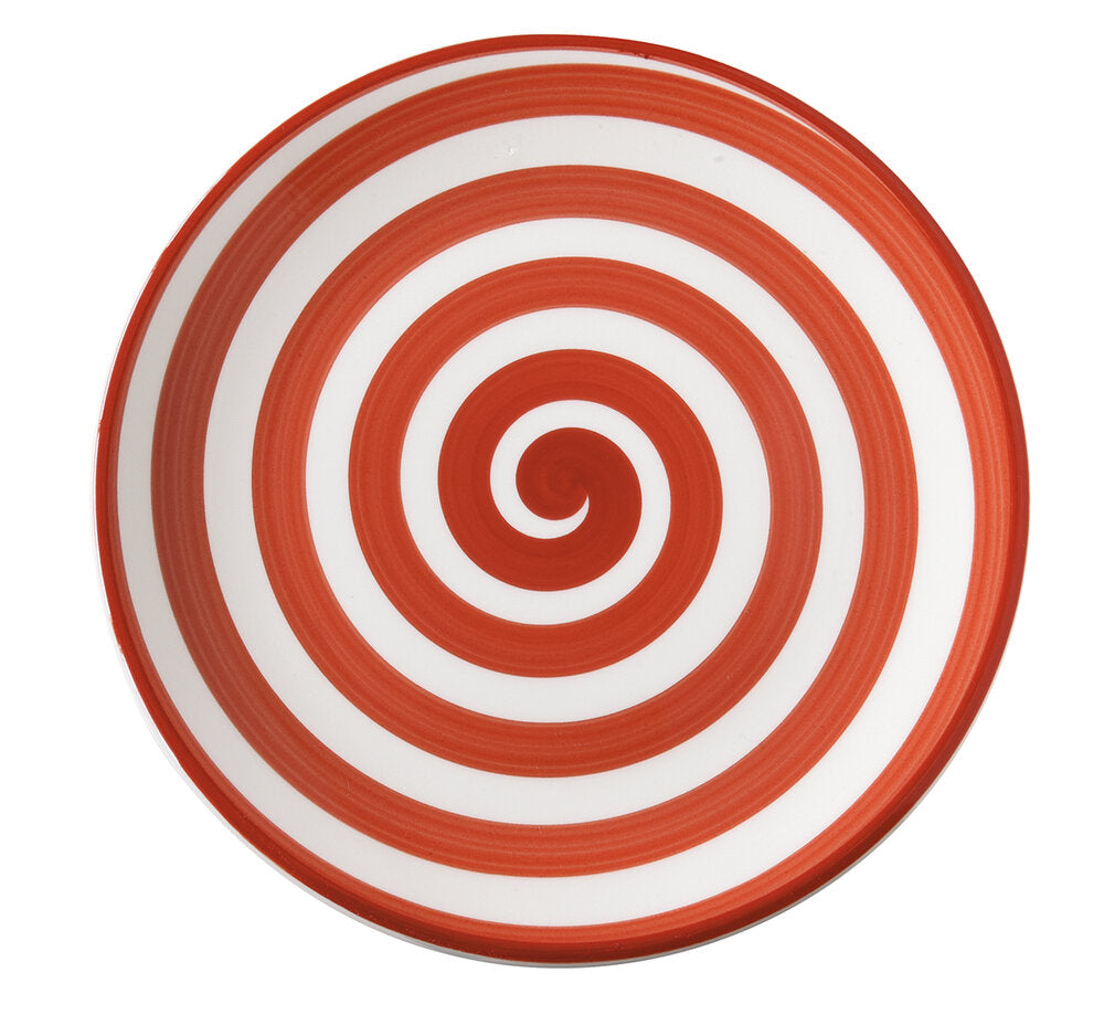 Håndmalet keramik frokosttallerken, Terracotta Spirale - Ø20,5 cm